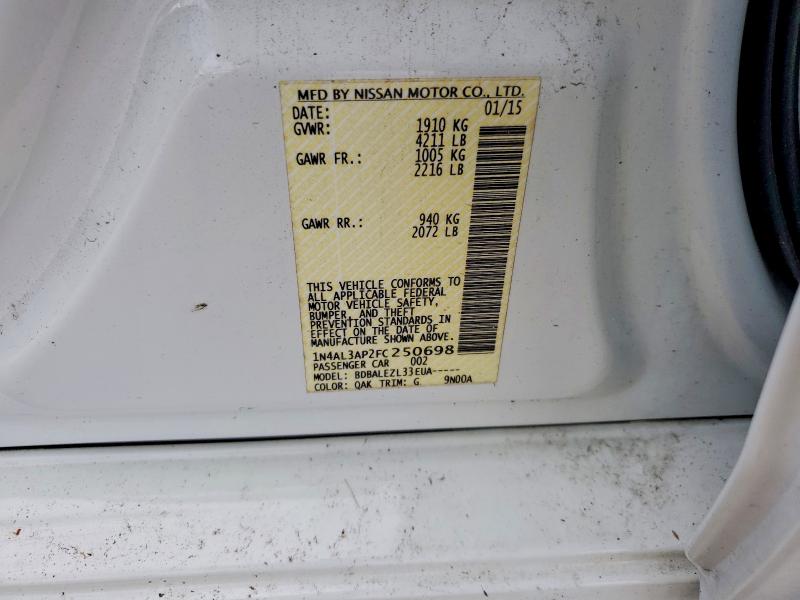 2015 Nissan Altima მანქანა იყიდება აუქციონზე, vin: 1N4AL3AP2FC250698, აუქციონის ნომერი: 58295986
