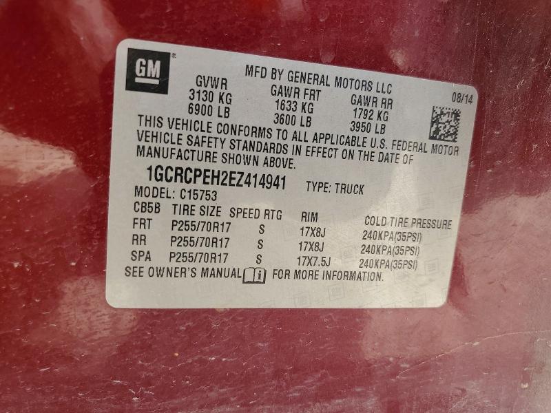 2014 Chevrolet Silverado მანქანა იყიდება აუქციონზე, vin: 1GCRCPEH2EZ414941, აუქციონის ნომერი: 55681606