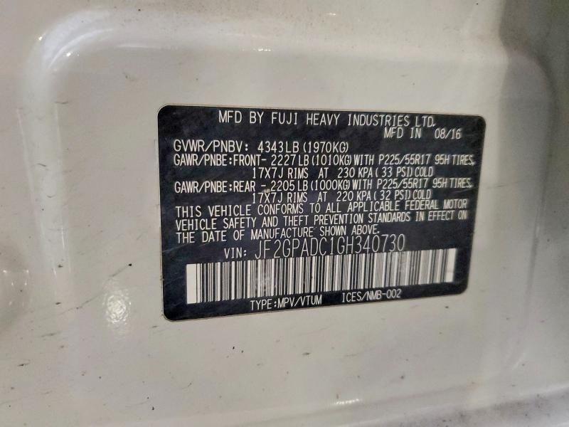 Продажа на аукционе авто 2016 Subaru Crosstrek, vin: JF2GPADC1GH340730, номер лота: 58902146