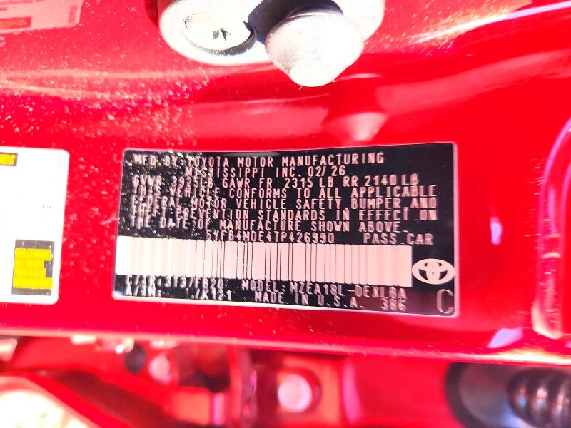 Aukcja sprzedaży 2026 Toyota Corolla, vin: 5YFB4MDE4TP426990, numer aukcji: 55765996