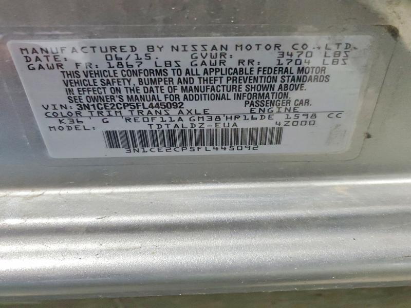 58801256 :رقم المزاد ، 3N1CE2CP5FL445092 vin ، 2015 Nissan Versa Note مزاد بيع