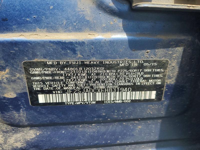 Aukcja sprzedaży 2015 Subaru Forester, vin: JF2SJADCXFH831940, numer aukcji: 56617996