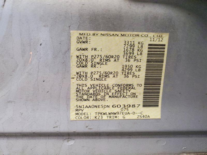 Продажа на аукционе авто 2013 Nissan Armada, vin: 5N1AA0NE5DN603987, номер лота: 55961046