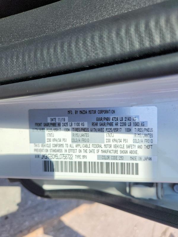 53829326 :رقم المزاد ، JM3KFBCM5L0758722 vin ، 2020 Mazda Cx-5 مزاد بيع