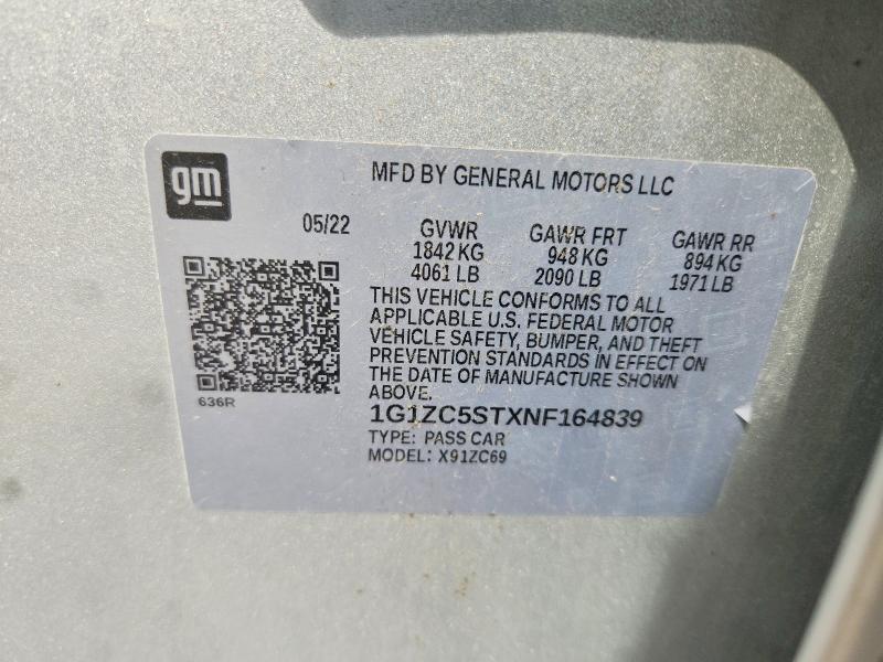 55596376 :رقم المزاد ، 1G1ZC5STXNF164839 vin ، 2022 Chevrolet Malibu مزاد بيع