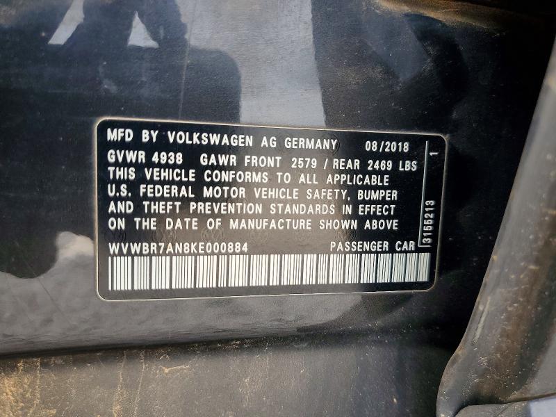 Aukcja sprzedaży 2019 Volkswagen Arteon, vin: WVWBR7AN8KE000884, numer aukcji: 55790416