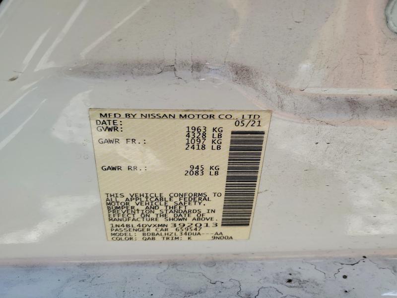 Aukcja sprzedaży 2021 Nissan Altima, vin: 1N4BL4DVXMN392013, numer aukcji: 55988226