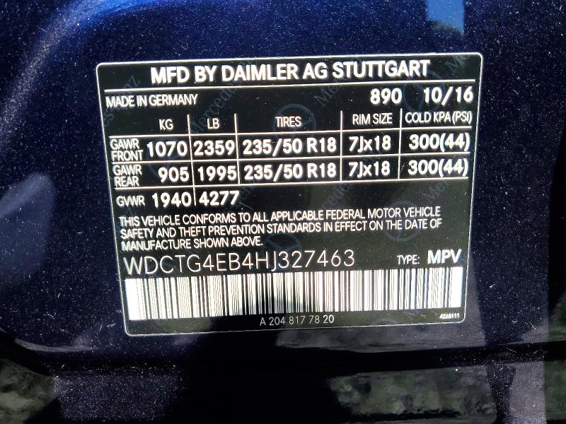 Продаж на аукціоні авто 2017 Mercedes-benz Gla, vin: WDCTG4EB4HJ327463, номер лоту: 57002126