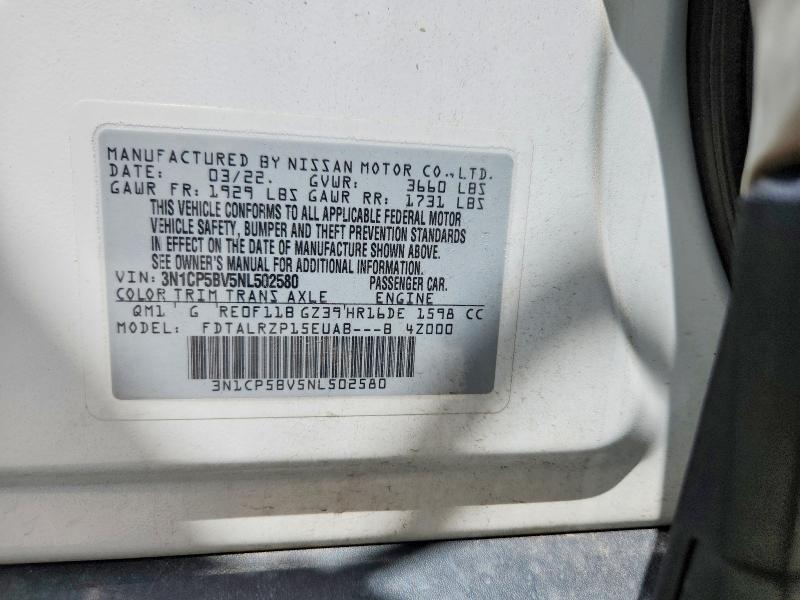 Aukcja sprzedaży 2022 Nissan Kicks, vin: 3N1CP5BV5NL502580, numer aukcji: 58369186
