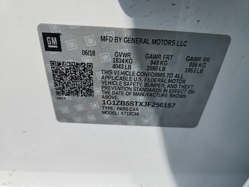 Aukcja sprzedaży 2018 Chevrolet Malibu, vin: 1G1ZB5STXJF256157, numer aukcji: 95588805