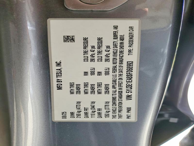 Продаж на аукціоні авто 2025 Tesla Model 3, vin: 5YJ3E1EA8SF068993, номер лоту: 55801916