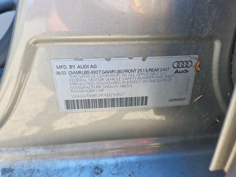 Продажа на аукционе авто 2004 Audi A4, vin: WAUVT68E34A025357, номер лота: 54604186