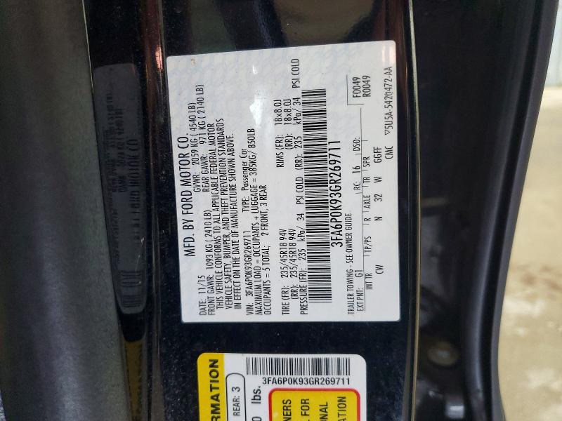 Продажа на аукционе авто 2016 Ford Fusion, vin: 3FA6P0K93GR269711, номер лота: 58441016