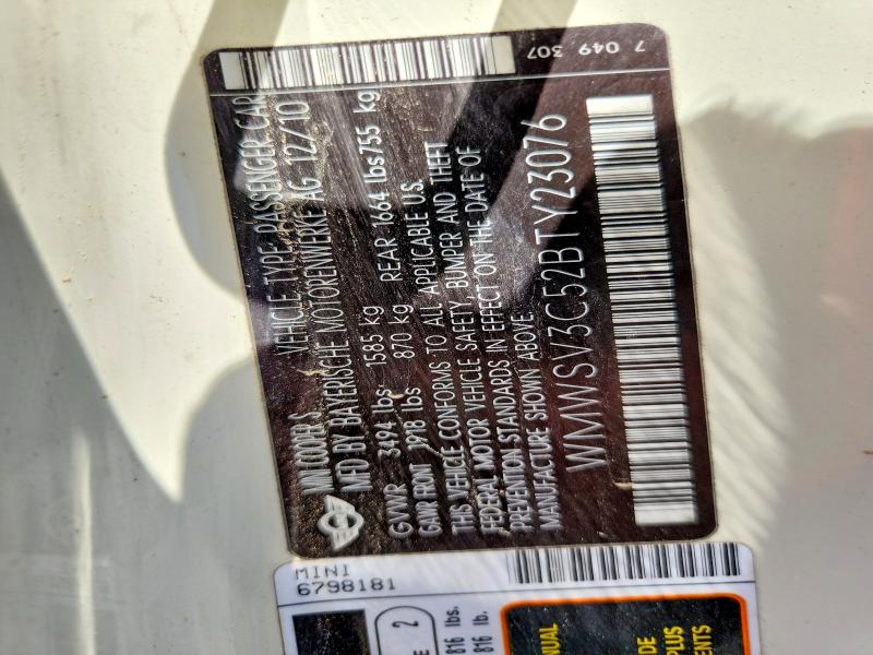 Продажа на аукционе авто 2011 Mini Cooper, vin: WMWSV3C52BTY23076, номер лота: 57517806