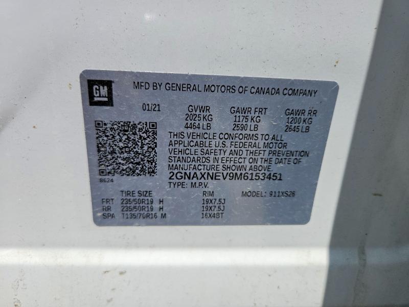 Продаж на аукціоні авто 2021 Chevrolet Equinox, vin: 2GNAXNEV9M6153451, номер лоту: 55965826