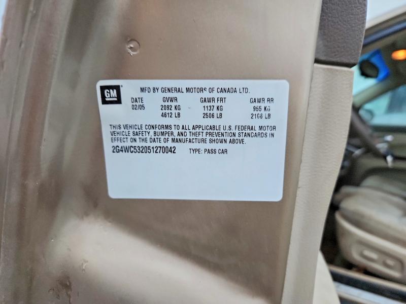 2005 Buick Lacrosse მანქანა იყიდება აუქციონზე, vin: 2G4WC532051270042, აუქციონის ნომერი: 57747366