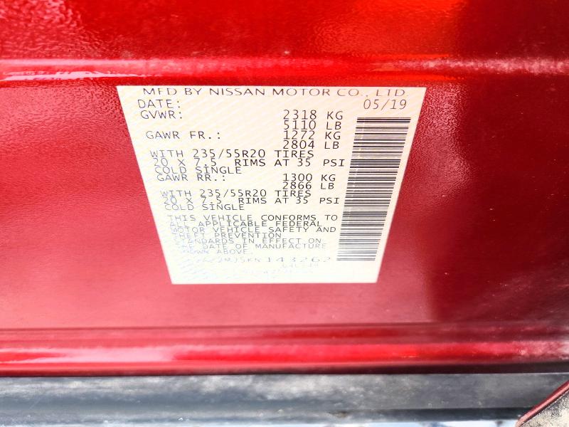 Aukcja sprzedaży 2019 Nissan Murano, vin: 5N1AZ2MJ5KN143262, numer aukcji: 56399366