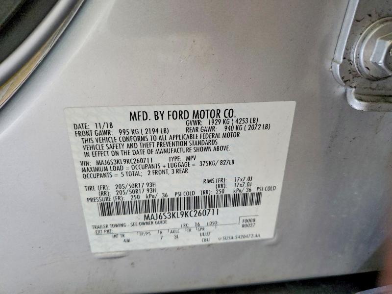 Aukcja sprzedaży 2019 Ford Ecosport, vin: MAJ6S3KL9KC260711, numer aukcji: 57054516