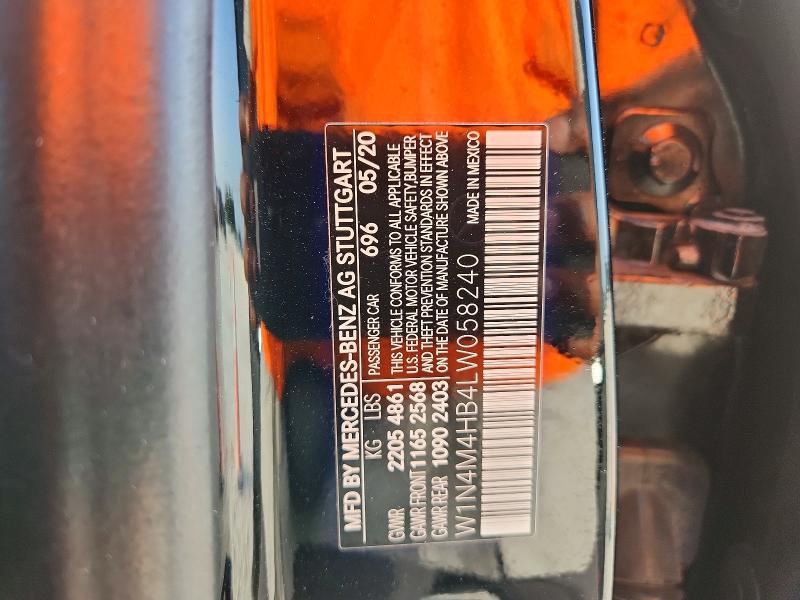 Aukcja sprzedaży 2020 Mercedes-benz Glb, vin: W1N4M4HB4LW058240, numer aukcji: 58406316