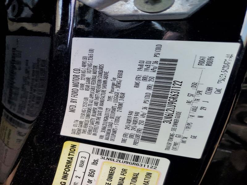 Продажа на аукционе авто 2016 Lincoln Mkz, vin: 3LN6L2LU9GR631122, номер лота: 59099116