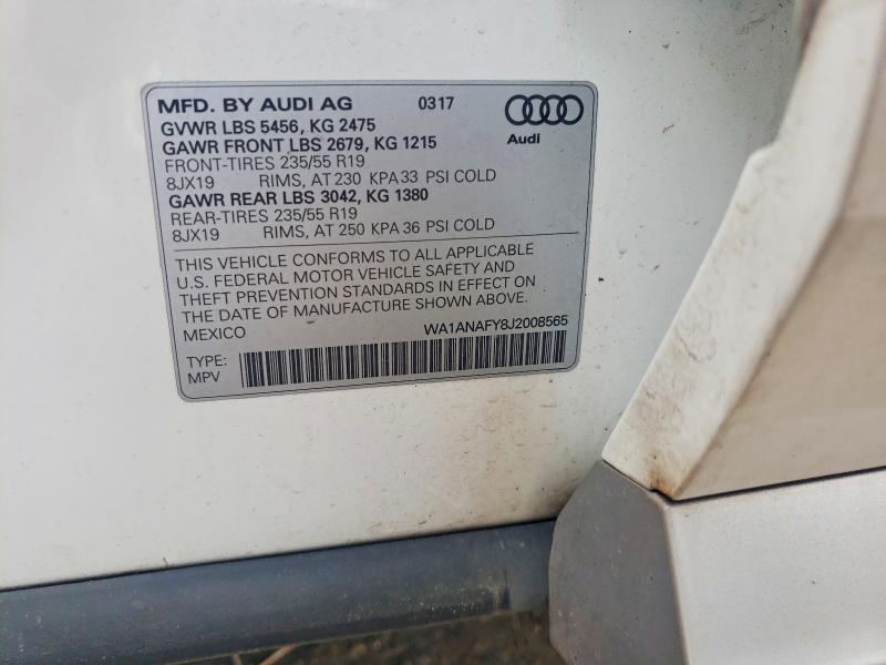 55706706 :رقم المزاد ، WA1ANAFY8J2008565 vin ، 2018 Audi Q5 مزاد بيع