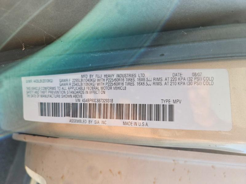 Продажа на аукционе авто 2008 Subaru Outback, vin: 4S4BP60C887329318, номер лота: 57447336