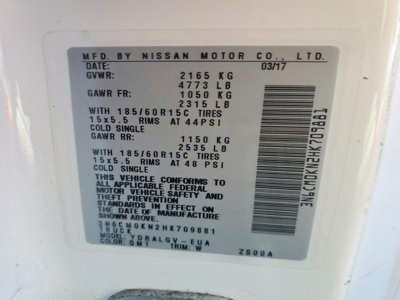 Aukcja sprzedaży 2017 Nissan Nv200, vin: 3N6CM0KN2HK709881, numer aukcji: 56472616