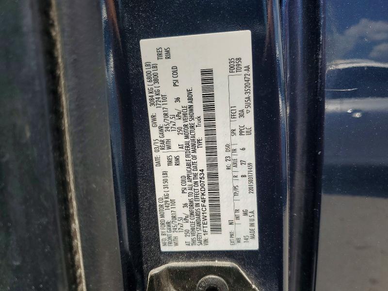 2015 Ford F150 მანქანა იყიდება აუქციონზე, vin: 1FTEW1CF4FKD07534, აუქციონის ნომერი: 58042466