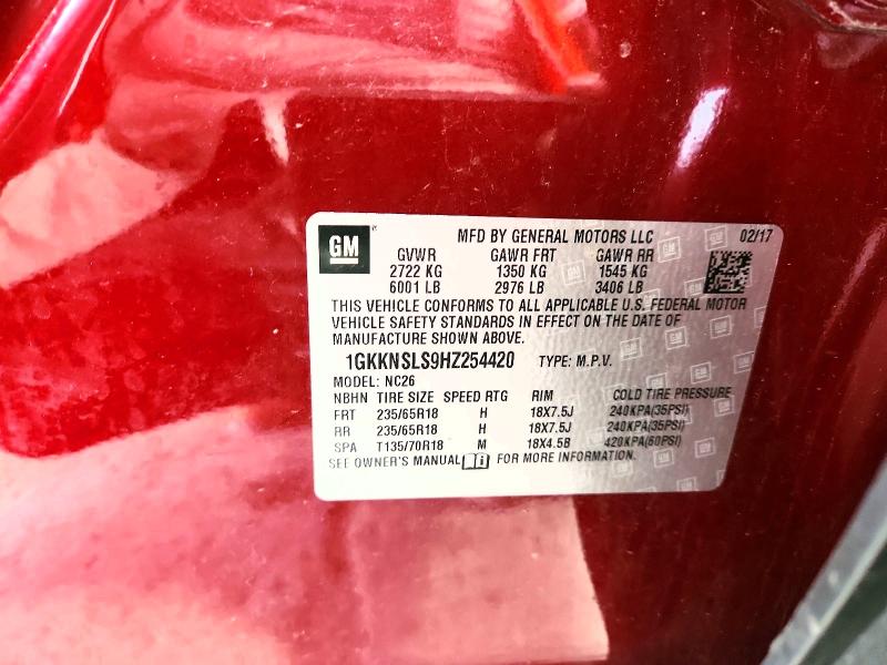2017 Gmc Acadia მანქანა იყიდება აუქციონზე, vin: 1GKKNSLS9HZ254420, აუქციონის ნომერი: 57314816