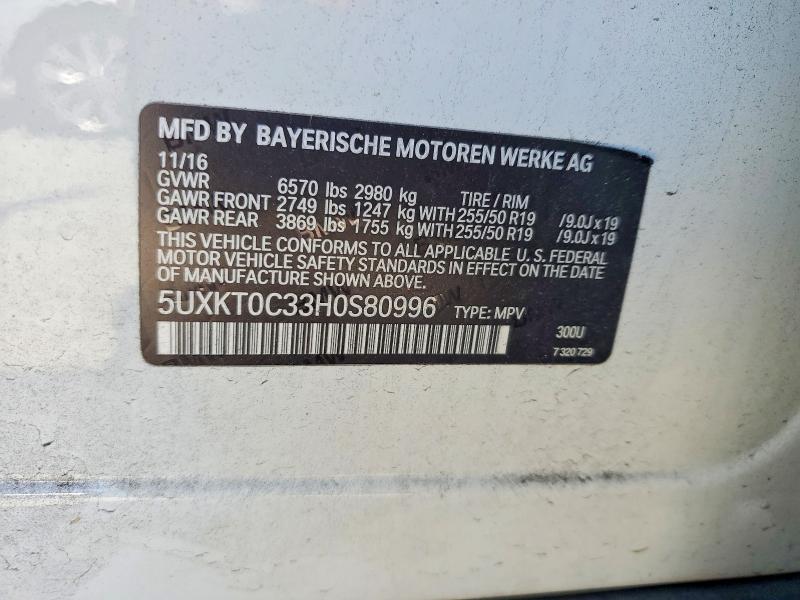 Aukcja sprzedaży 2017 Bmw X5, vin: 5UXKT0C33H0S80996, numer aukcji: 57092126