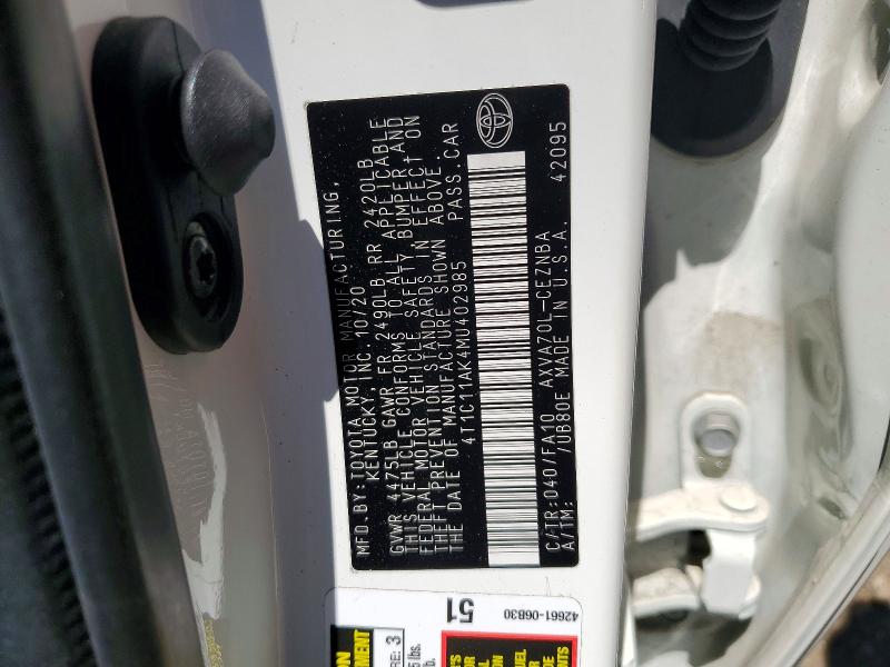Продаж на аукціоні авто 2021 Toyota Camry, vin: 4T1C11AK4MU402985, номер лоту: 56094246