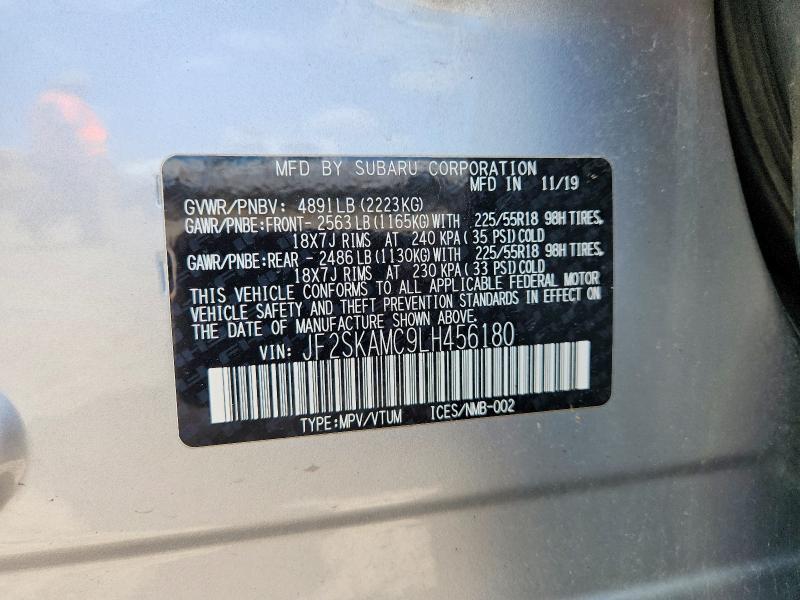 55225786 :رقم المزاد ، JF2SKAMC9LH456180 vin ، 2020 Subaru Forester مزاد بيع