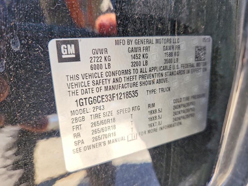 Aukcja sprzedaży 2015 Gmc Canyon, vin: 1GTG6CE33F1218535, numer aukcji: 58107036