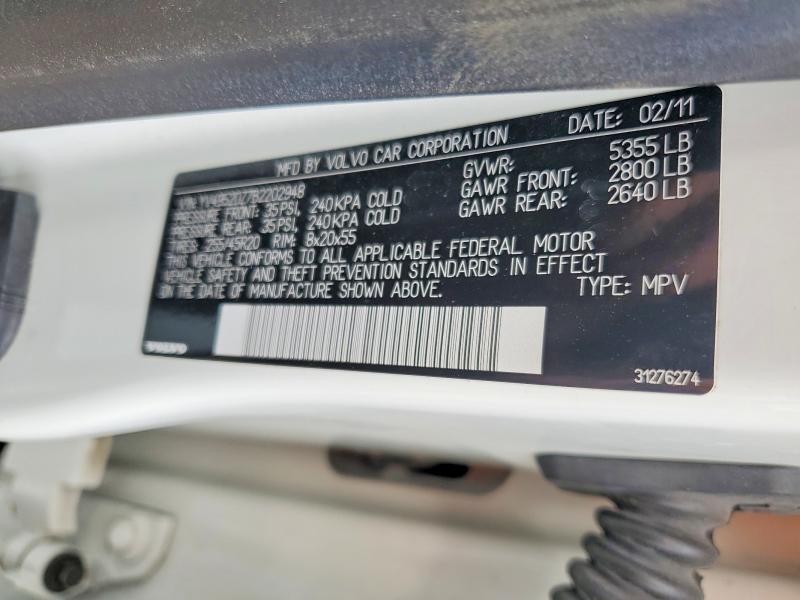 57467236 :رقم المزاد ، YV4952DZ7B2202948 vin ، 2011 Volvo Xc60 مزاد بيع