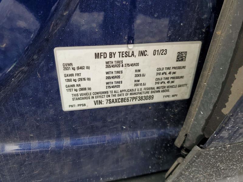 56335636 :رقم المزاد ، 7SAXCBE67PF383089 vin ، 2023 Tesla Model X مزاد بيع