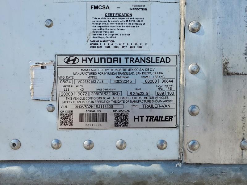 54110886 :رقم المزاد ، 3H3V532K1SJ113306 vin ، 2025 Hyundai Translead Inc Trailers مزاد بيع