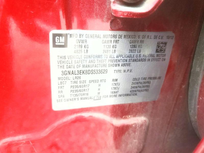Aukcja sprzedaży 2013 Chevrolet Captiva, vin: 3GNAL3EK8DS533629, numer aukcji: 55504016