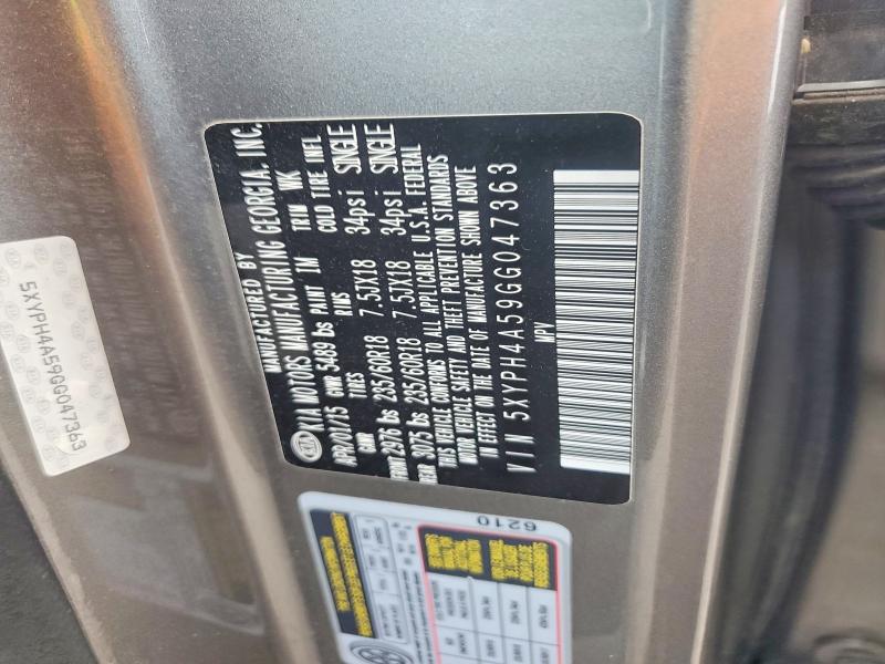 58504326 :رقم المزاد ، 5XYPH4A59GG047363 vin ، 2016 Kia Sorento مزاد بيع
