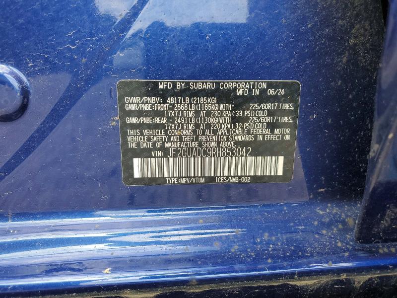 85462065 :رقم المزاد ، JF2GUADC9RH853042 vin ، 2024 Subaru Crosstrek مزاد بيع