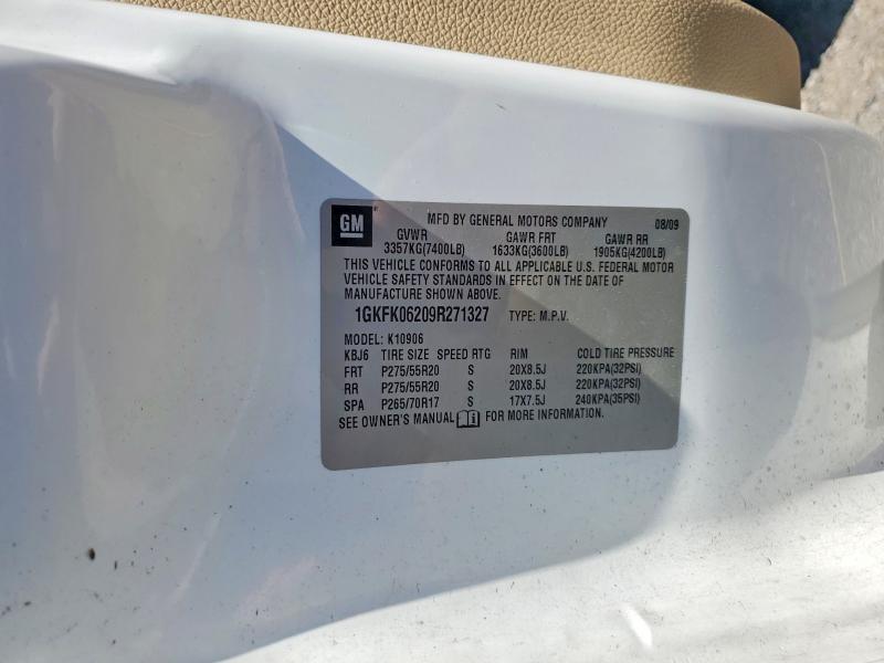 2009 Gmc Yukon Xl მანქანა იყიდება აუქციონზე, vin: 1GKFK06209R271327, აუქციონის ნომერი: 54901466