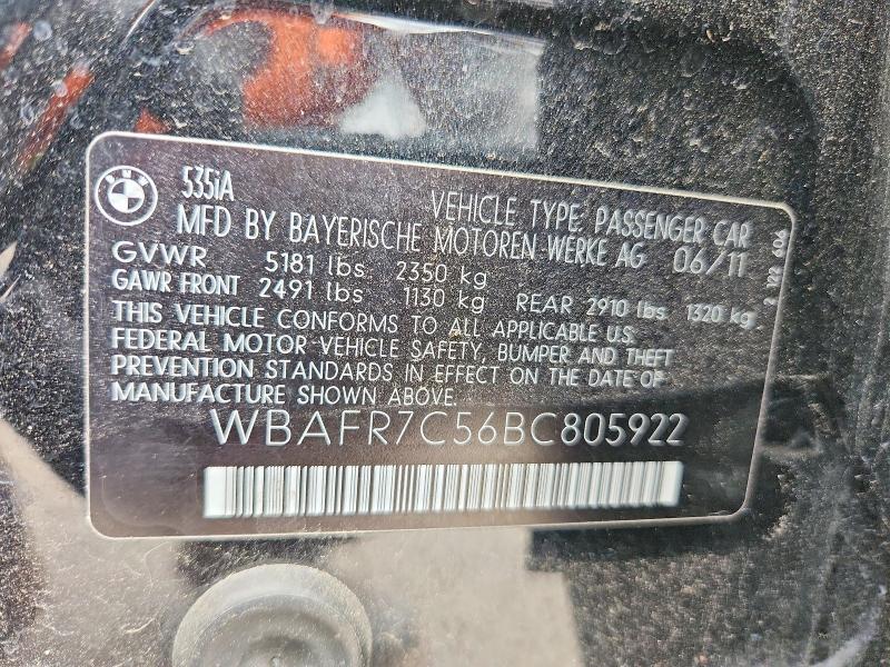 Продажа на аукционе авто 2011 Bmw 535, vin: WBAFR7C56BC805922, номер лота: 57254636