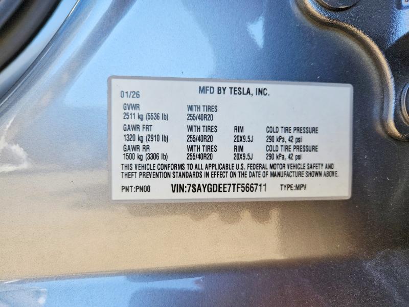 Продажа на аукционе авто 2026 Tesla Model Y, vin: 7SAYGDEE7TF566711, номер лота: 55084576