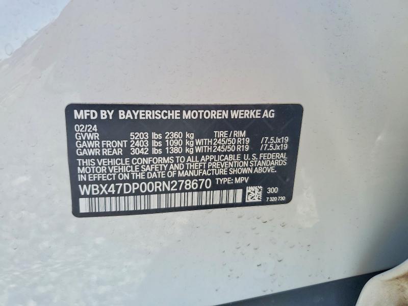 57354096 :رقم المزاد ، WBX47DP00RN278670 vin ، 2024 Bmw X3 مزاد بيع