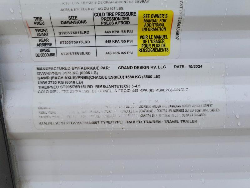 58498486 :رقم المزاد ، 573TT2723S8834607 vin ، 2025 Grand Desi Transcend Xplor 22rb مزاد بيع