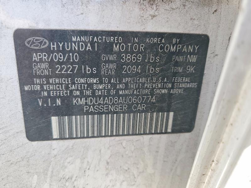 Aukcja sprzedaży 2010 Hyundai Elantra, vin: KMHDU4AD8AU060774, numer aukcji: 55752446