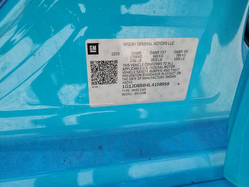 Продаж на аукціоні авто 2020 Chevrolet Sonic, vin: 1G1JD6SB4L4108959, номер лоту: 55699356