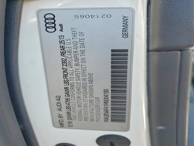 Aukcja sprzedaży 2017 Audi A4, vin: WAUENAF41HN004190, numer aukcji: 58290276
