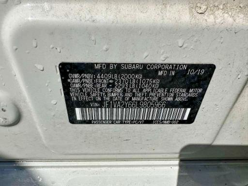 Aukcja sprzedaży 2020 Subaru Wrx, vin: JF1VA2Y66L9805966, numer aukcji: 56930716
