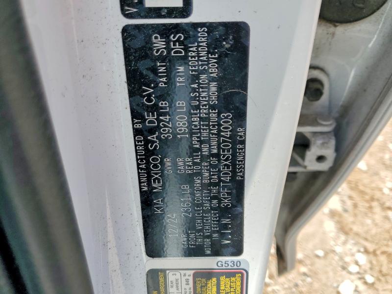 56611236 :رقم المزاد ، 3KPFT4DEXSE074003 vin ، 2025 Kia K4 مزاد بيع