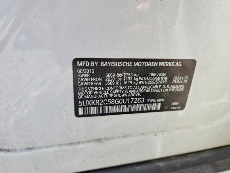 57056396 :رقم المزاد ، 5UXKR2C58G0U17263 vin ، 2016 Bmw X5 مزاد بيع